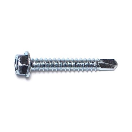 Midwest Fastener Self-Drilling Screw, #12 x 1-1/2 in, Zinc Plated Steel Flange Hex Head External Hex Drive, 100 PK 03295